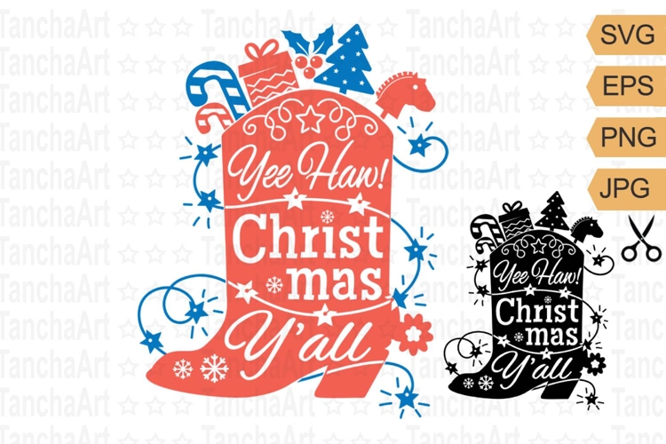 Cowboy Christmas SVG cut file Happy Howdy Printable design