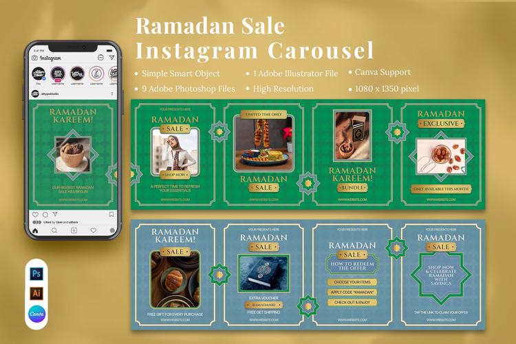 Ramadan Sale Instagram Carousel & Canva Template