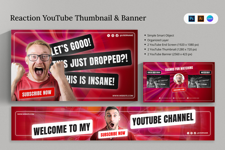 Reaction Youtube Template & Canva Template