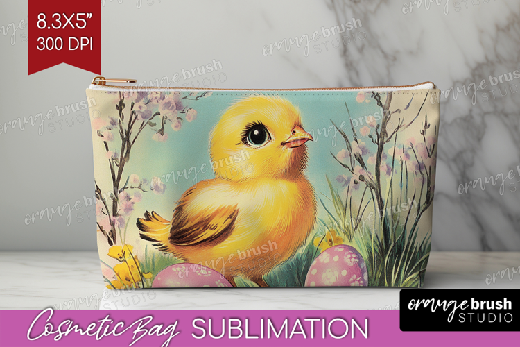 Retro Easter Cosmetic Bag - Easter Makeup Bag PNG