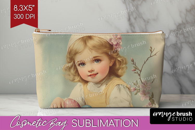Retro Easter Cosmetic Bag - Easter Makeup Bag PNG