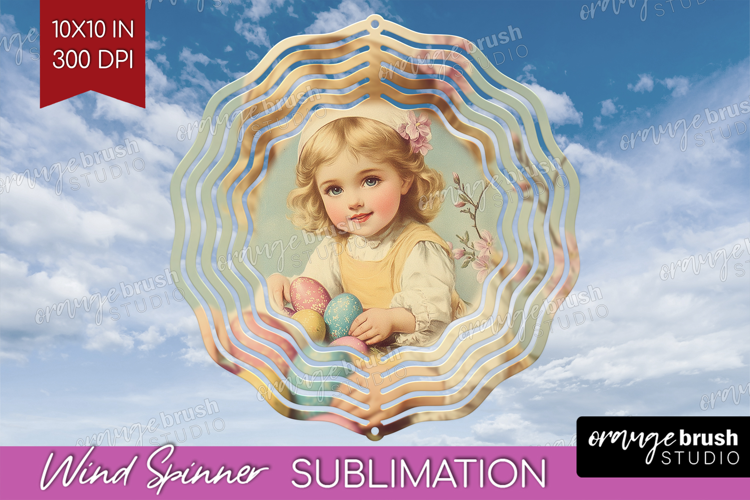 Retro Easter Wind Spinner Sublimation PNG - Easter Round