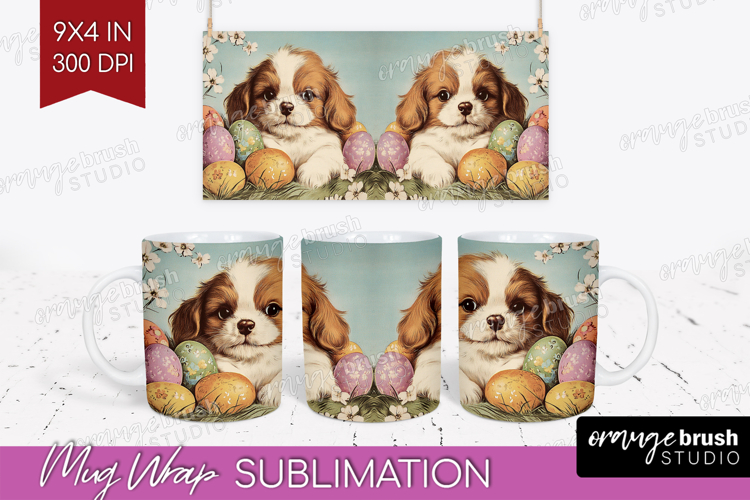 Retro Easter Mug Wrap - Easter Mug PNG Sublimation