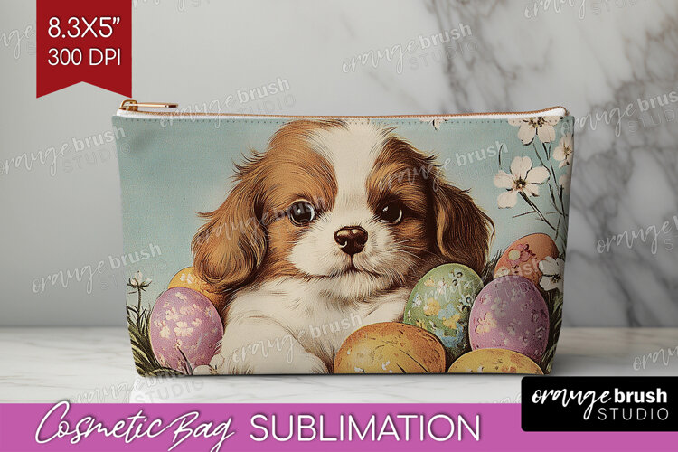 Retro Easter Cosmetic Bag - Easter Makeup Bag PNG example image 1