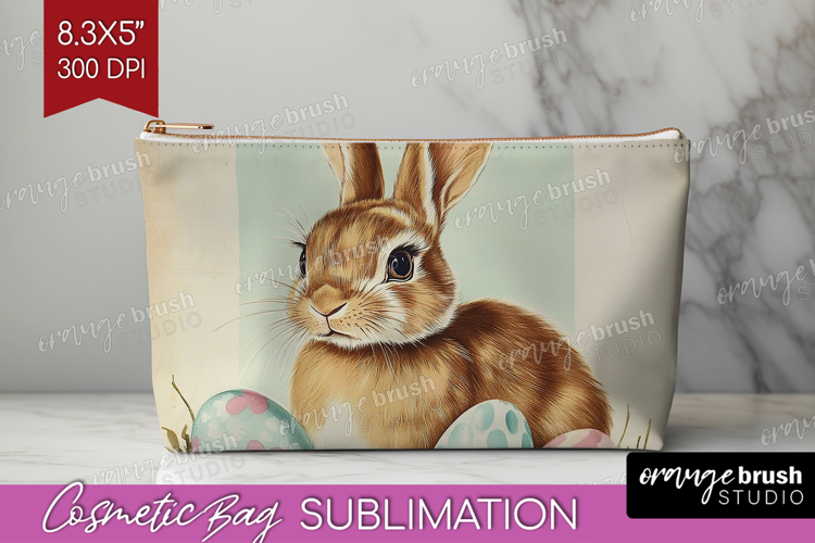 Retro Easter Cosmetic Bag - Easter Makeup Bag PNG