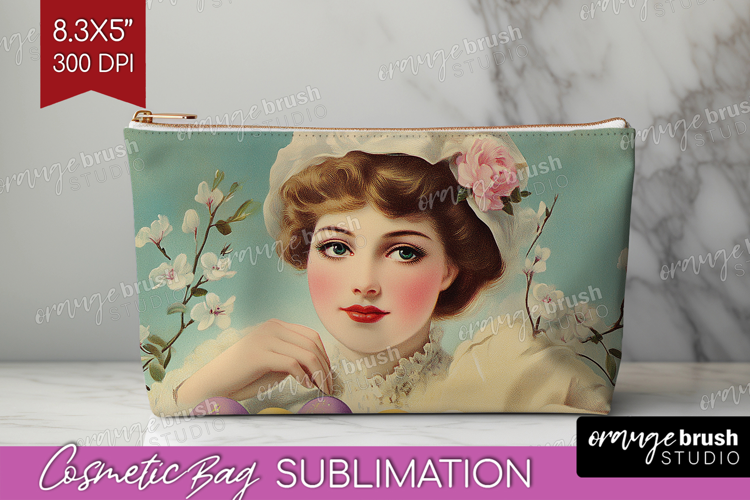 Retro Easter Cosmetic Bag - Easter Makeup Bag PNG