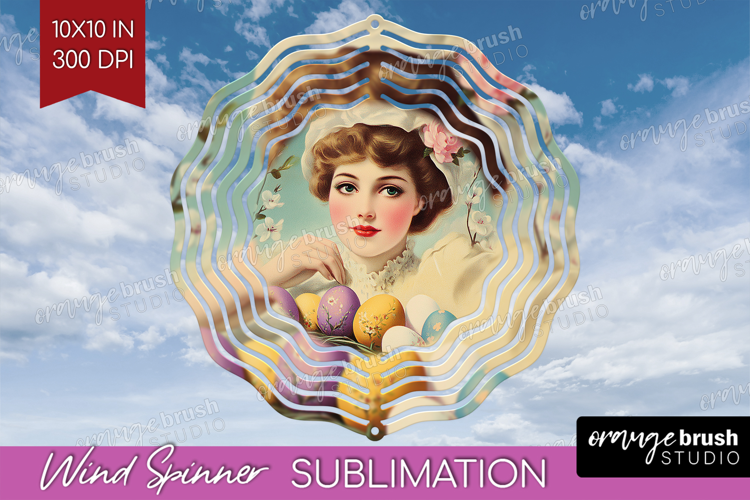 Retro Easter Wind Spinner Sublimation PNG - Easter Round