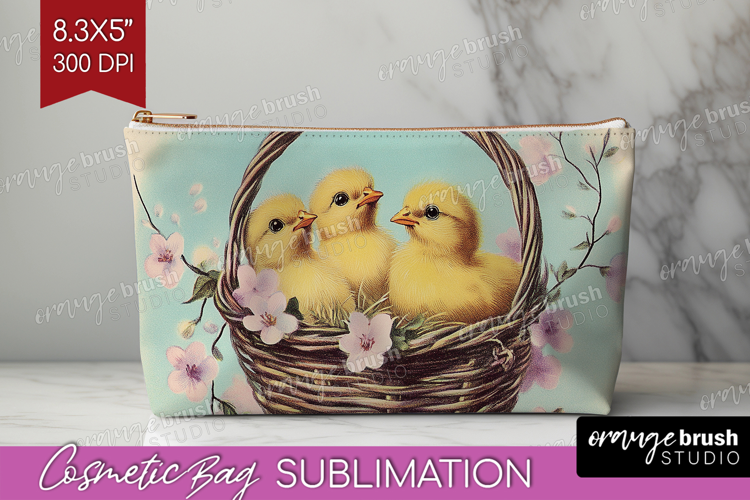 Retro Easter Cosmetic Bag - Easter Makeup Bag PNG