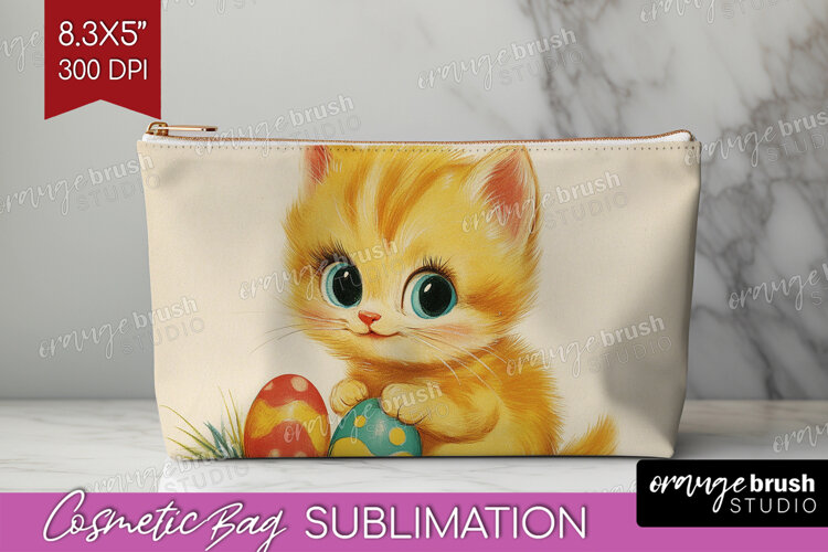 Retro Easter Cosmetic Bag - Easter Makeup Bag PNG example image 1
