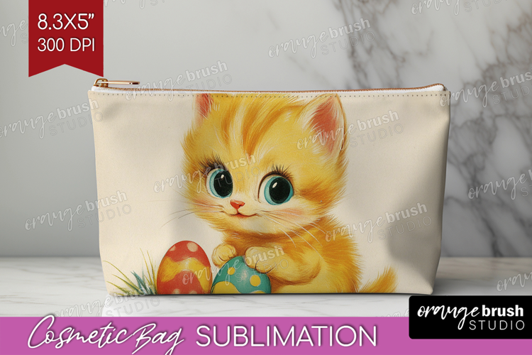 Retro Easter Cosmetic Bag - Easter Makeup Bag PNG