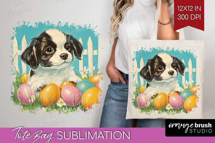 Retro Easter Tote Bag - Easter Tote Bag PNG Sublimation
