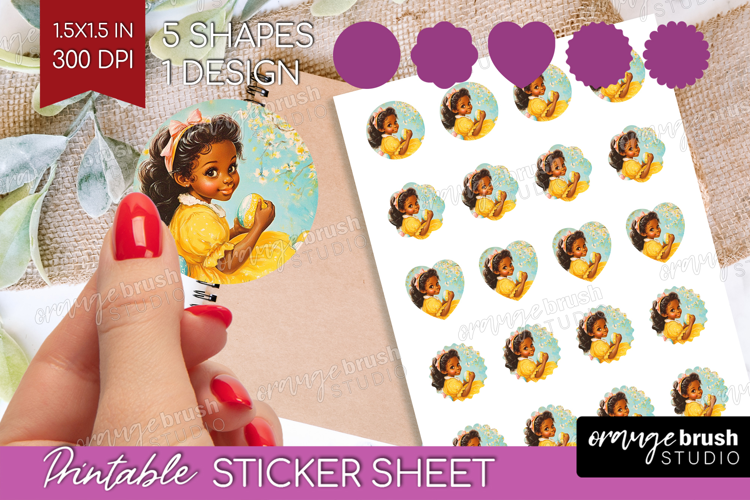 Retro Easter Round Sticker - Easter Printable Sticker Sheet