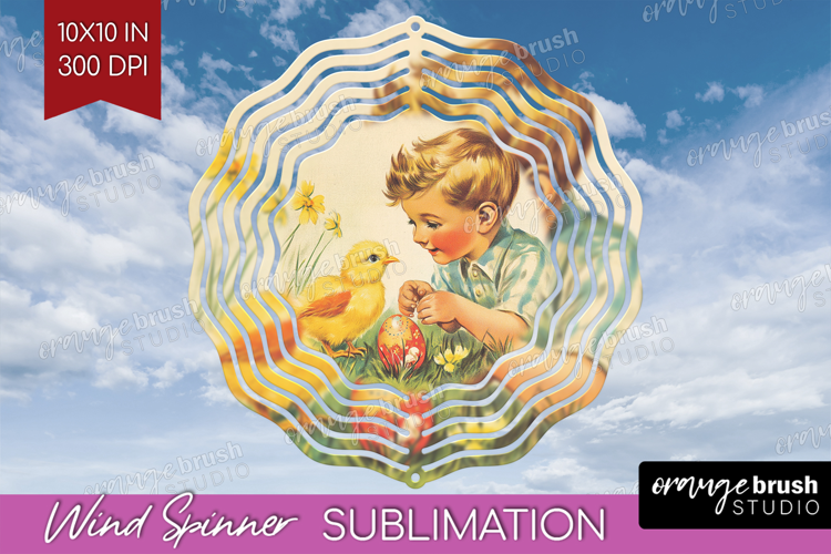 Retro Easter Wind Spinner Sublimation PNG - Easter Round