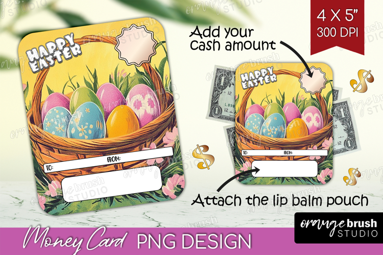 Happy Easter Money Card PNG - Retro Easter Money Card Holder