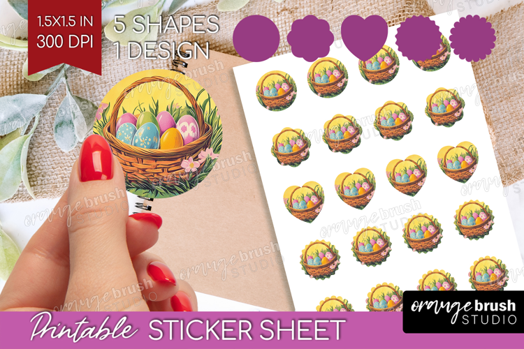 Retro Easter Round Sticker - Easter Printable Sticker Sheet