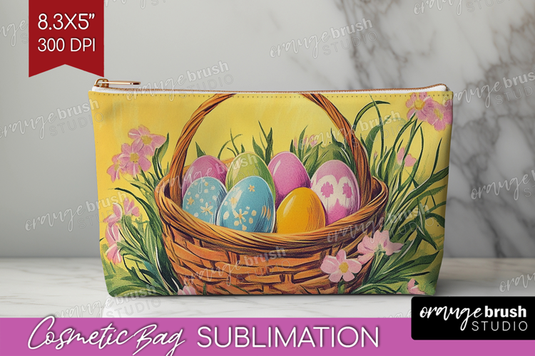 Retro Easter Cosmetic Bag - Easter Makeup Bag PNG