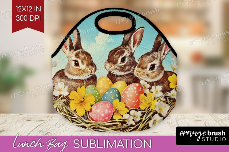 Retro Easter Lunch Bag - Easter Lunch Bug PNG Sublimation