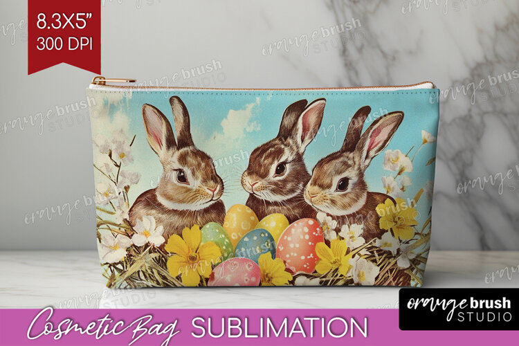 Retro Easter Cosmetic Bag - Easter Makeup Bag PNG example image 1