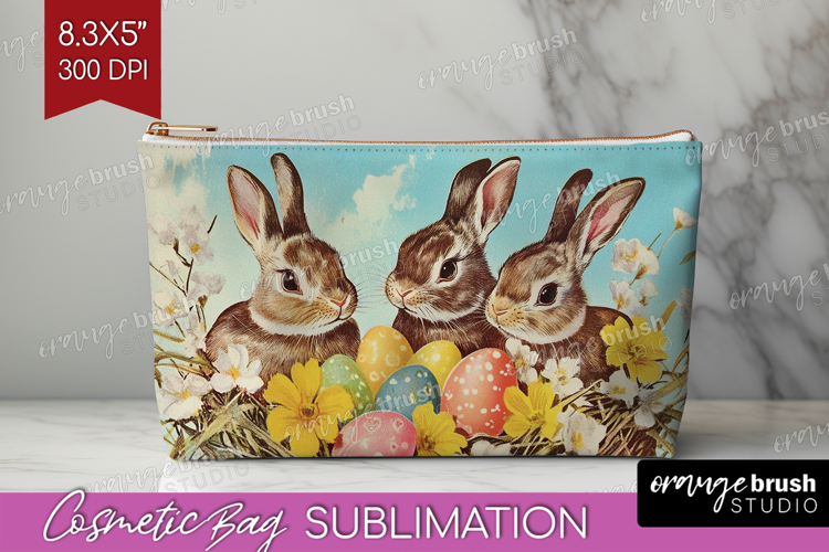 Retro Easter Cosmetic Bag - Easter Makeup Bag PNG