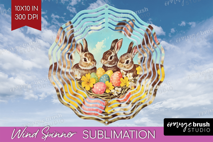 Retro Easter Wind Spinner Sublimation PNG - Easter Round