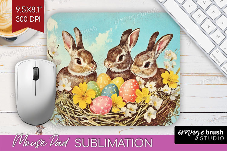 Retro Easter Mouse Pad Sublimation - Easter Mousepad PNG