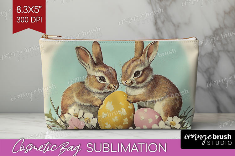 Retro Easter Cosmetic Bag - Easter Makeup Bag PNG