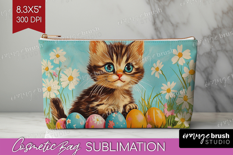 Retro Easter Cosmetic Bag - Easter Makeup Bag PNG