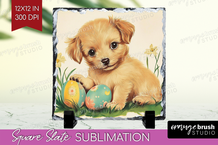 Retro Easter Slate PNG - Easter Square Slate Sublimation example image 1