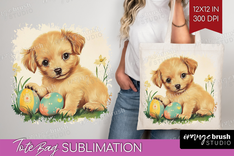 Retro Easter Tote Bag - Easter Tote Bag PNG Sublimation