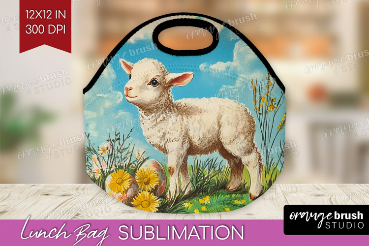 Retro Easter Lunch Bag - Easter Lunch Bug PNG Sublimation