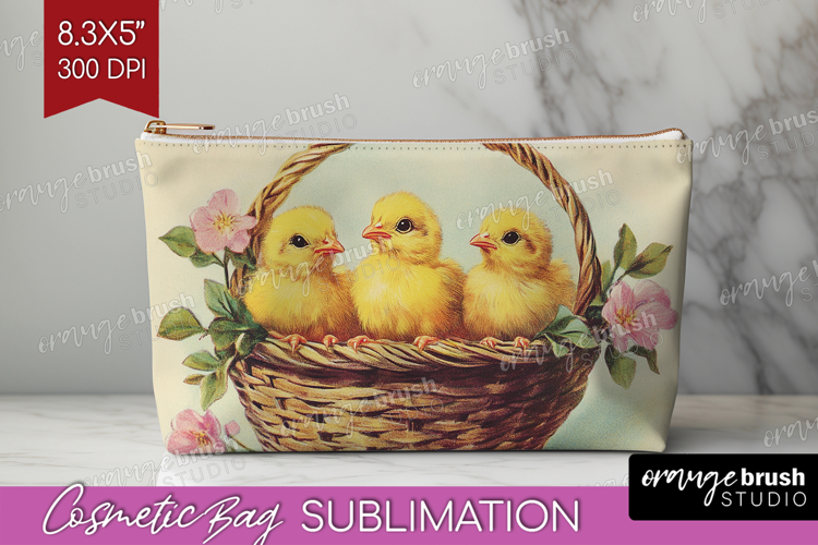 Retro Easter Cosmetic Bag - Easter Makeup Bag PNG