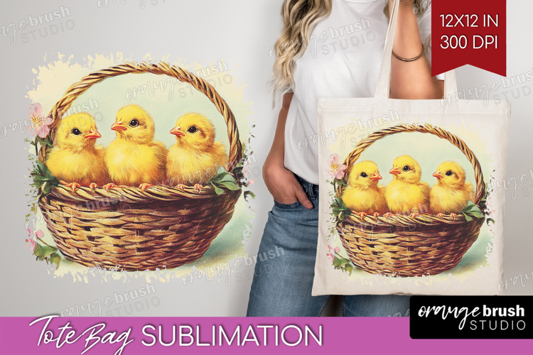Retro Easter Tote Bag - Easter Tote Bag PNG Sublimation