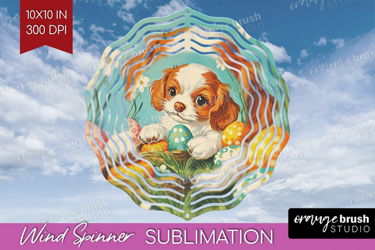 Retro Easter Wind Spinner Sublimation PNG - Easter Round