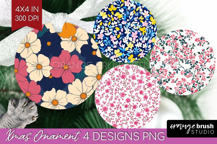 Retro Flowers Ornament PNG - Floral PNG Sublimation