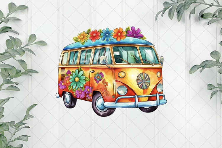 Retro Hippie Watercolor Sublimation