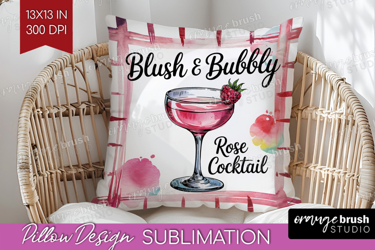 Rose Cocktail Cocktail Pillow Sublimation Summer Drink Cover