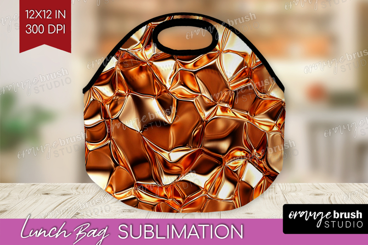 Rose Gold Lunch Bag - Metallic Rose Lunch Bug PNG