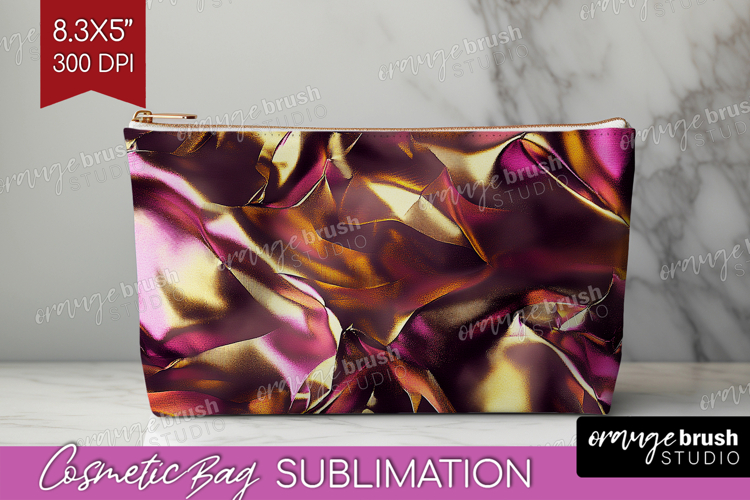 Rose Gold Cosmetic Bag - Metallic Rose Makeup Bag PNG