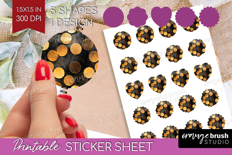 Rose Gold Round Sticker - Metallic Rose Printable Sticker