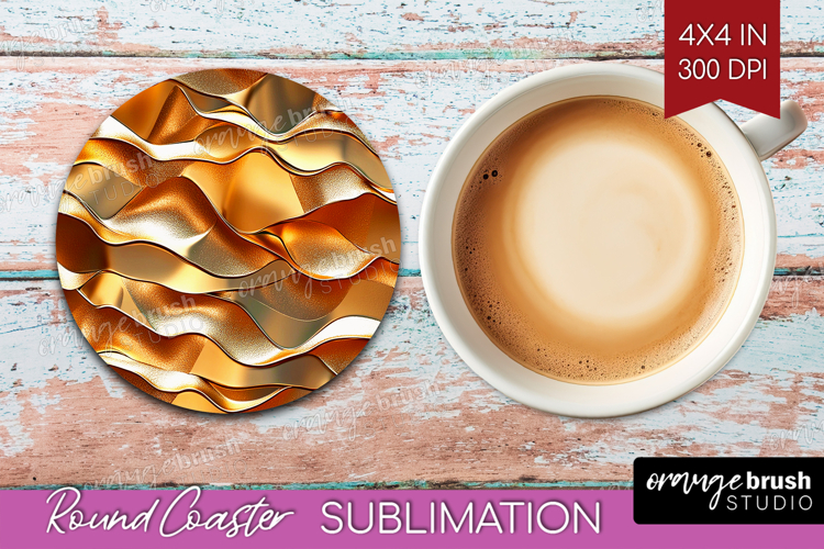 Rose Gold Round Coaster - Metallic Rose Coaster PNG