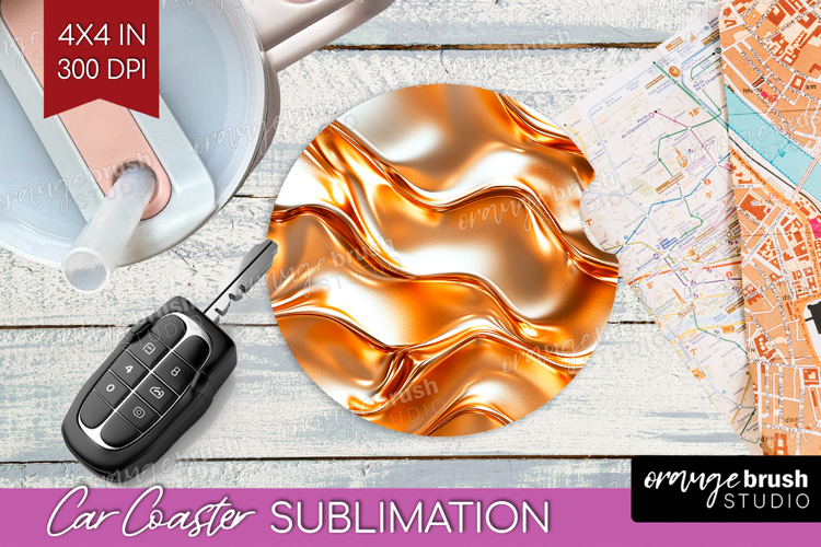 Rose Gold Car Coaster - Metallic Rose Coaster PNG