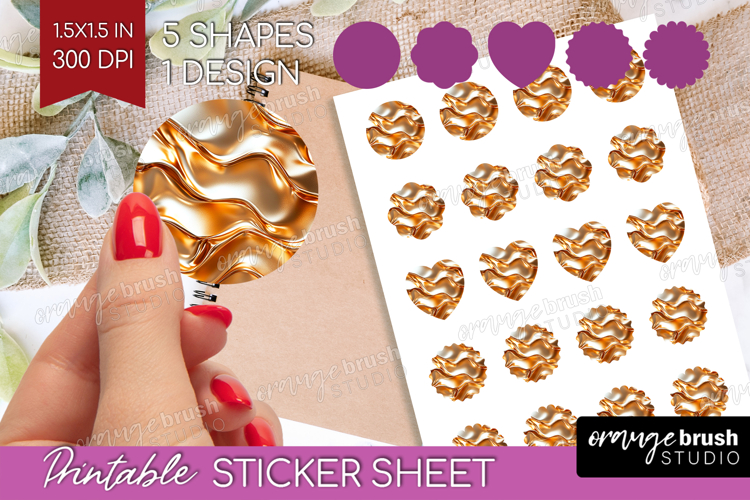 Rose Gold Round Sticker - Metallic Rose Printable Sticker