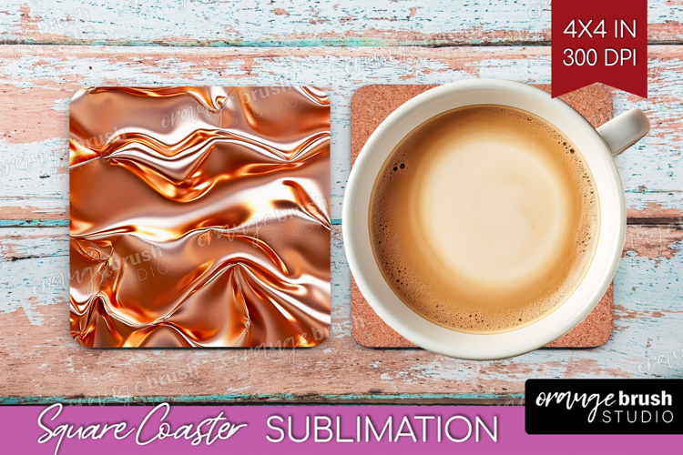 Rose Gold Square Coaster - Metallic Rose Coaster PNG