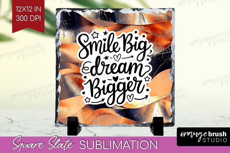 Inspirational Quote Slate PNG - Rose Gold Square Slate