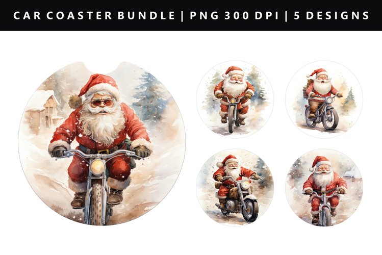 Funny Santa Keychain And Car Coaster Sublimation Design