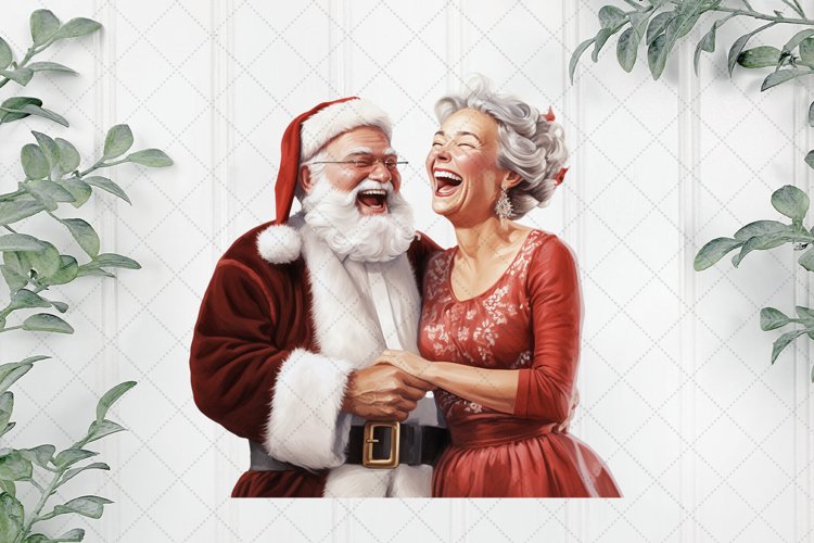 Santa Claus And Mrs.Claus Sublimation example image 1