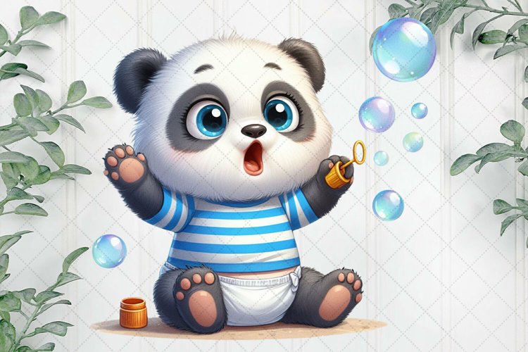 Blue Baby Panda Sublimation example image 1