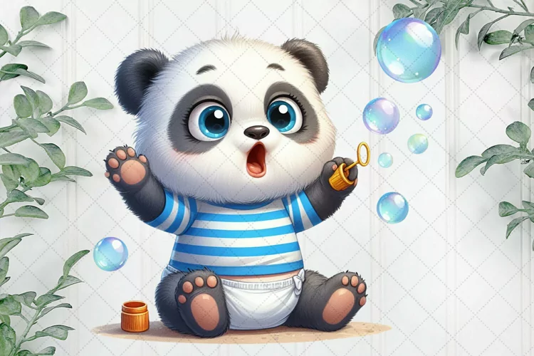 Blue Baby Panda Sublimation