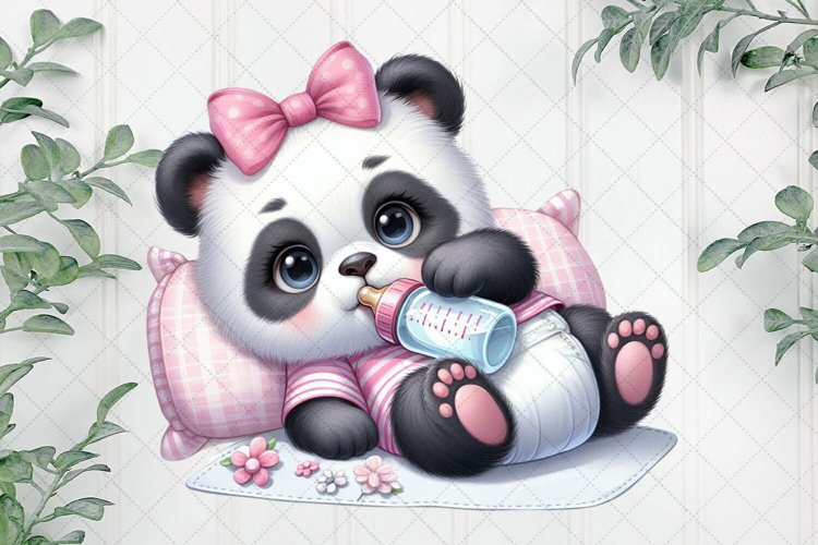 Pink Baby Panda Sublimation example image 1
