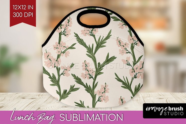Vintage Flowers Lunch Bag - Floral Lunch Bug PNG Sublimation